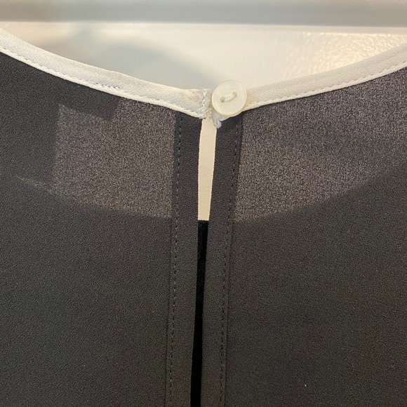 Black Blouse with White Piping - Picture 4 of 7